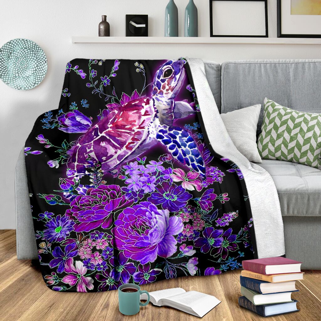 Turtle Purple Turtle Flannel Blanket For Cozy Bedroom Sofa Decor