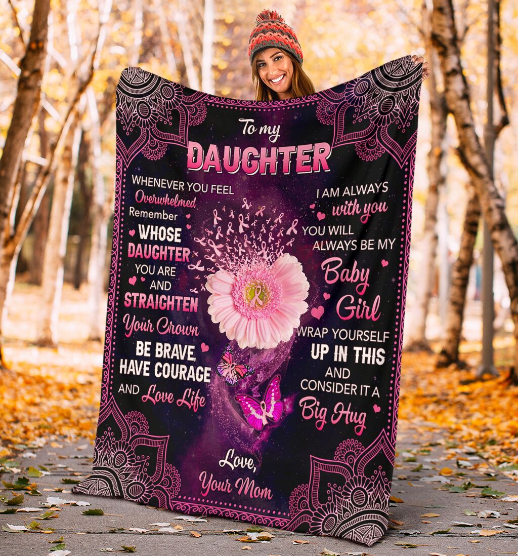 Breast Cancer To My Daughter Breast Cancer Awareness Flannel Blanket For Cozy Bedroom Sofa Decor
