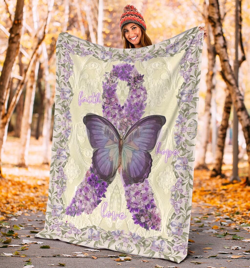 Fibromyalgia Awareness Faith Hope Love Flannel Blanket For Cozy Bedroom Sofa Decor
