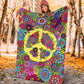 Hippie Colorful Hippie Peace Flannel Blanket For Cozy Bedroom Sofa Decor