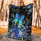 Butterfly With Blue Flowers Flannel Blanket For Cozy Bedroom Sofa Decor