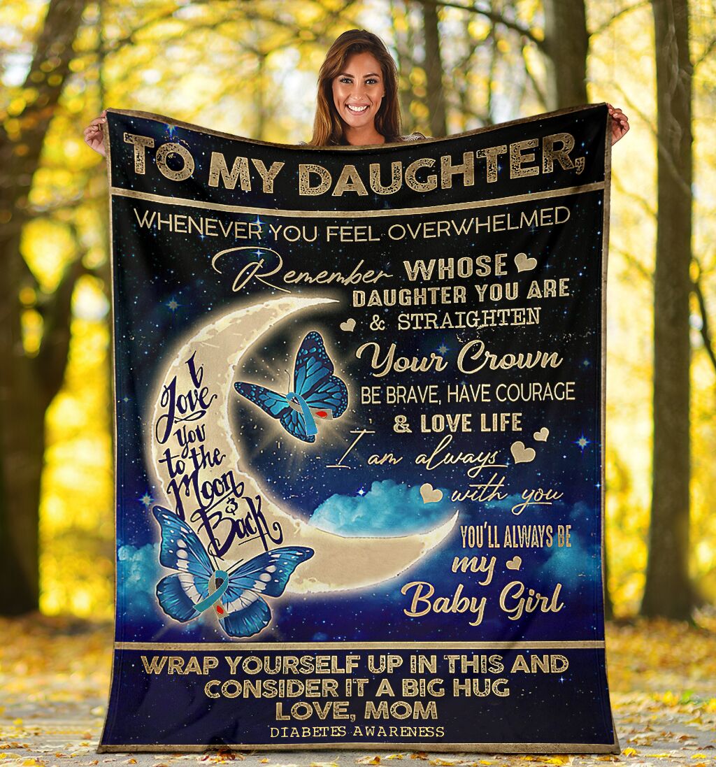 Diabetes Awareness Daughter Butterfly Flannel Blanket For Cozy Bedroom Sofa Decor