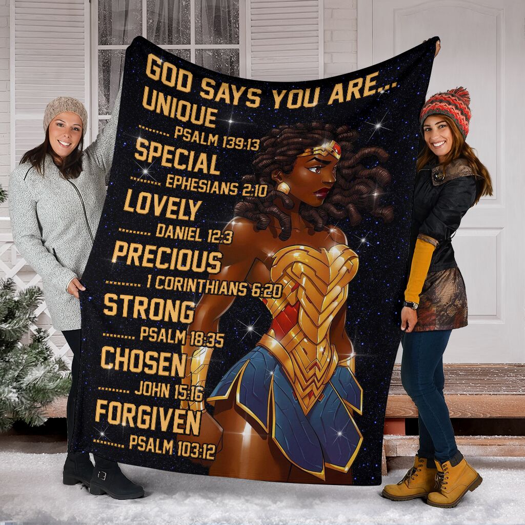 Black Girl God Says You Are African American Flannel Blanket For Cozy Bedroom Sofa Decor