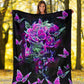 Skull Butterfly Pink Flannel Blanket For Cozy Bedroom Sofa Decor