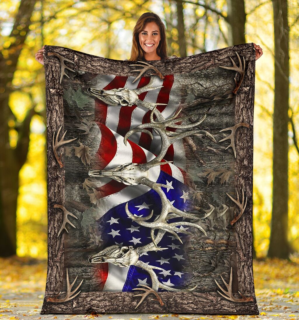 Hunting American Hunters Flannel Blanket For Cozy Bedroom Sofa Decor