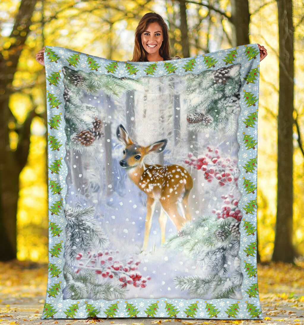 Hunting Deer Christmas Flannel Blanket For Cozy Bedroom Sofa Decor