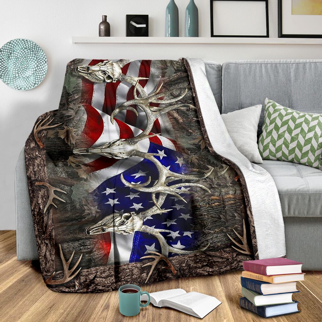Hunting American Hunters Flannel Blanket For Cozy Bedroom Sofa Decor