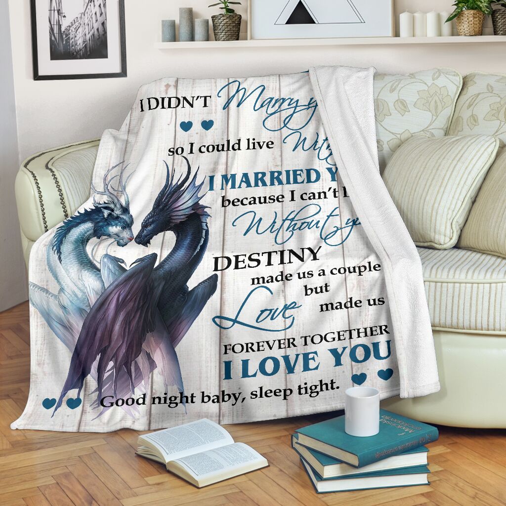 Dragon To My Gorgeous Wife Flannel Blanket For Cozy Bedroom Sofa Decor
