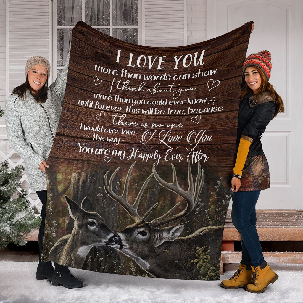 Hunting Deer Couple Love Gift Flannel Blanket For Cozy Bedroom Sofa Decor