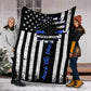 Police Officer Back The Blue Love Life Flannel Blanket For Cozy Bedroom Sofa Decor