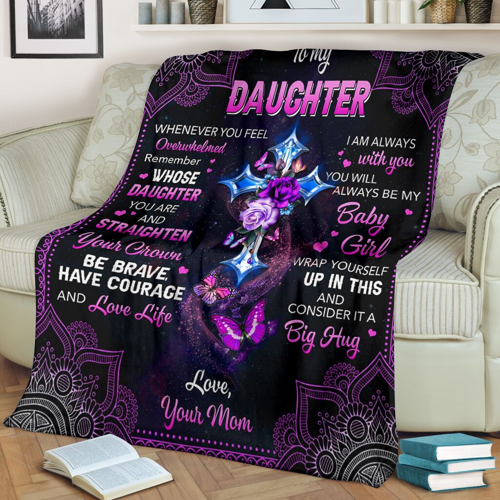 Butterfly To My Daughter Christian Flannel Blanket For Cozy Bedroom Sofa Decor