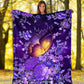 Butterfly With Purple Flowers Flannel Blanket For Cozy Bedroom Sofa Decor