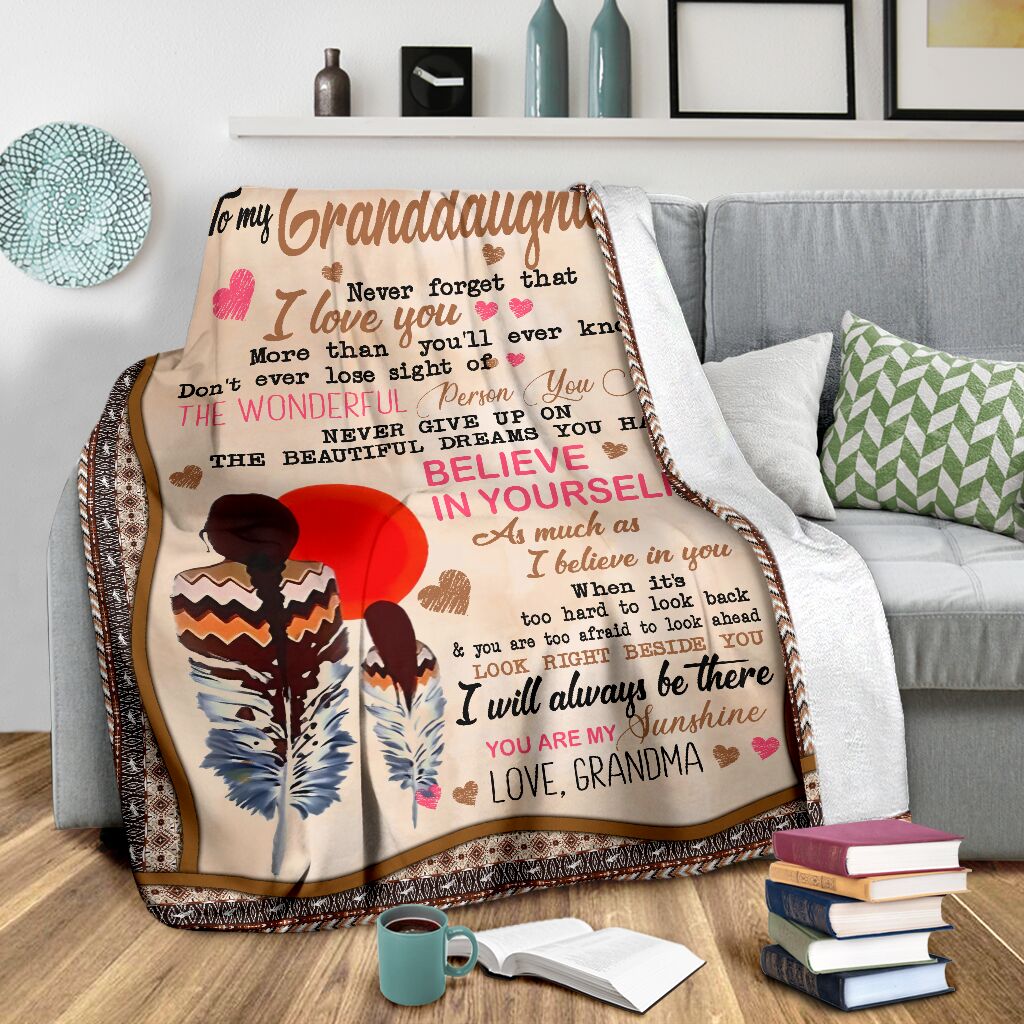 Native To My Granddaughter Native American Flannel Blanket For Cozy Bedroom Sofa Decor