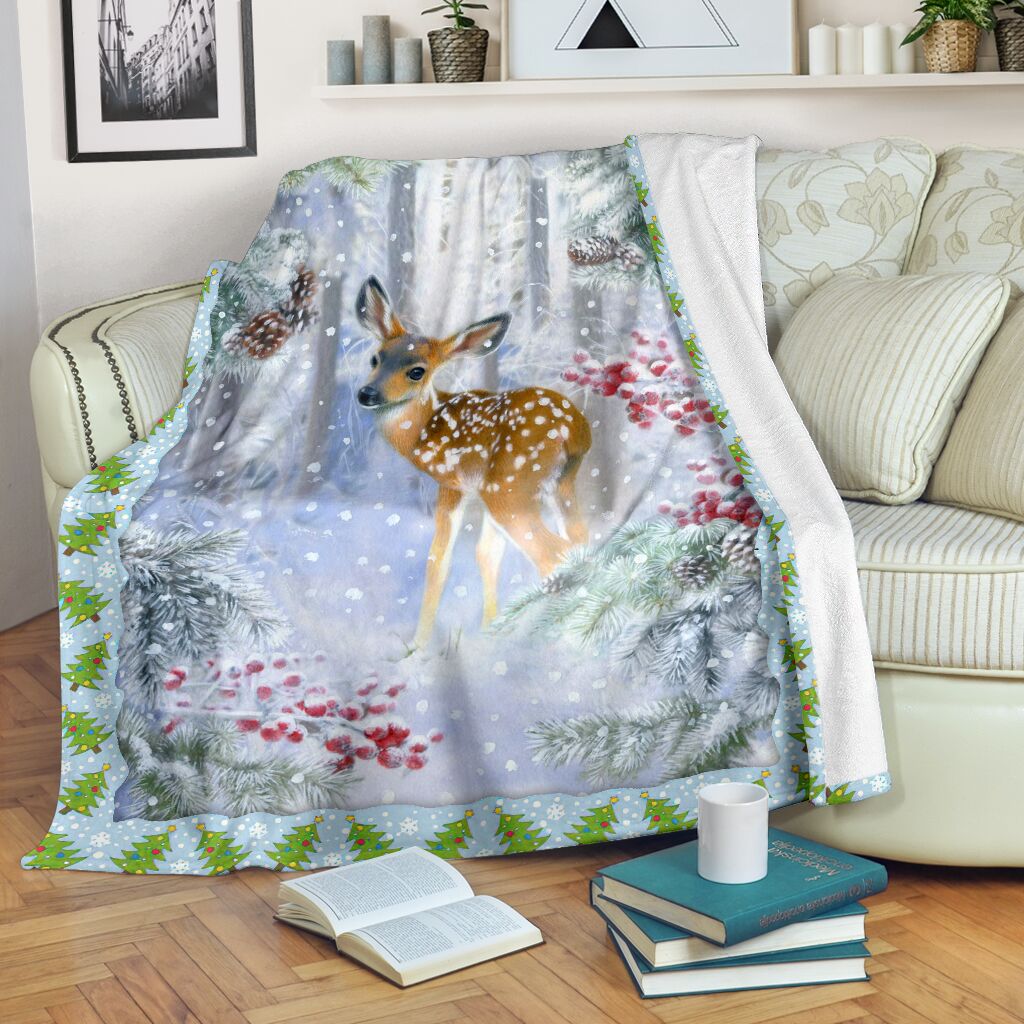 Hunting Deer Christmas Flannel Blanket For Cozy Bedroom Sofa Decor