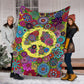 Hippie Colorful Hippie Peace Flannel Blanket For Cozy Bedroom Sofa Decor