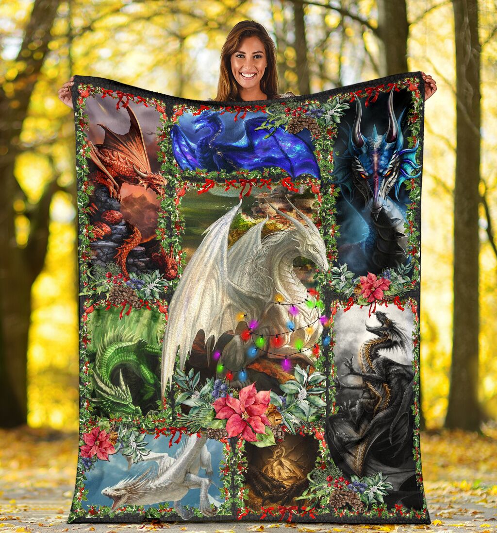 Dragon Christmas Flannel Blanket For Cozy Bedroom Sofa Decor