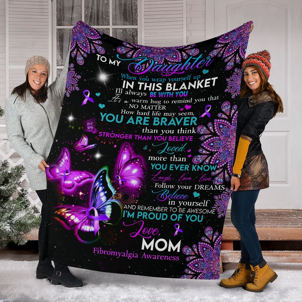 Fibromyalgia Awareness Butterfly Flannel Blanket For Cozy Bedroom Sofa Decor