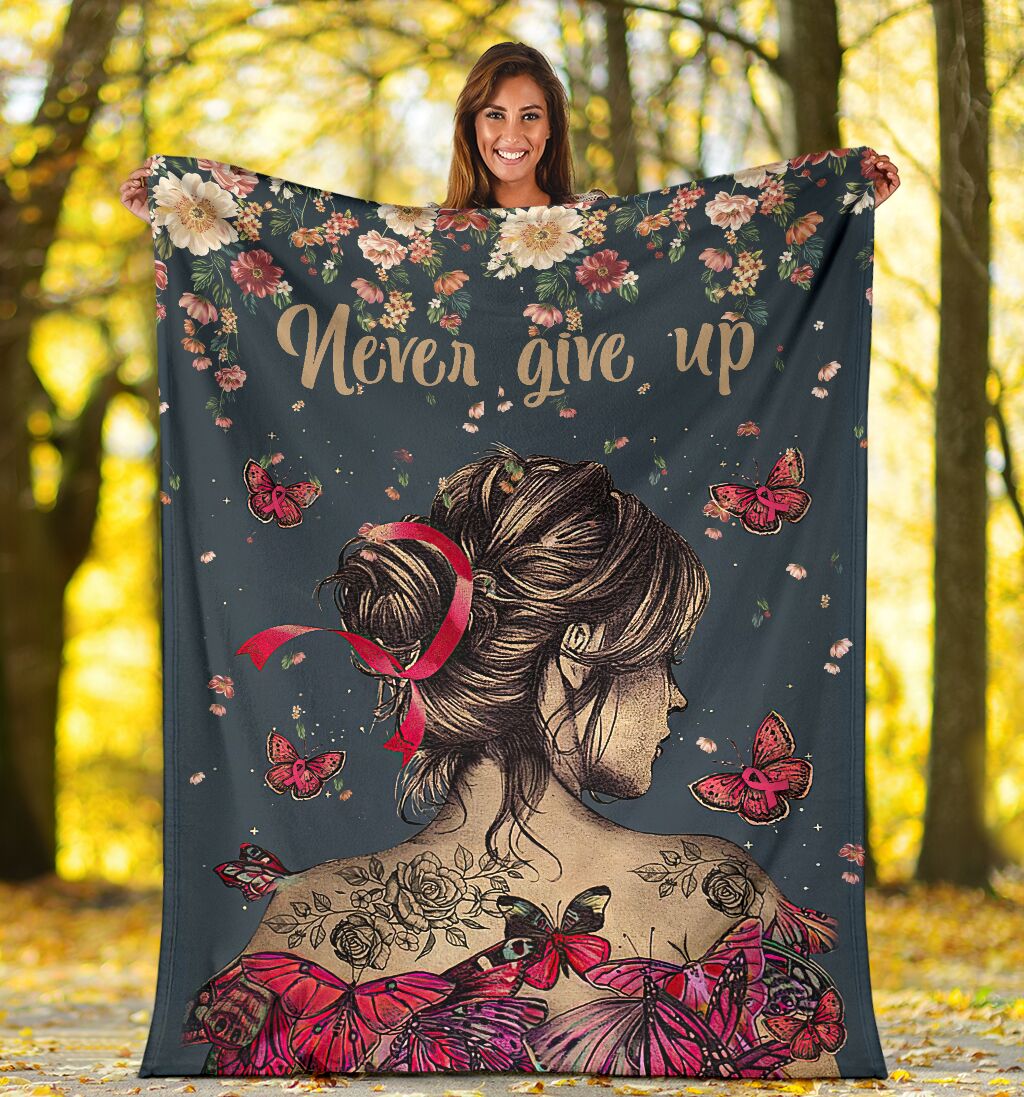 Breast Cancer Awareness Butterfly Flannel Blanket For Cozy Bedroom Sofa Decor
