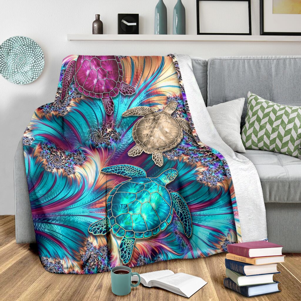Turtle Magic Flannel Blanket For Cozy Bedroom Sofa Decor