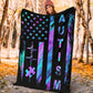 Autism Awareness American Flag Color Flannel Blanket For Cozy Bedroom Sofa Decor