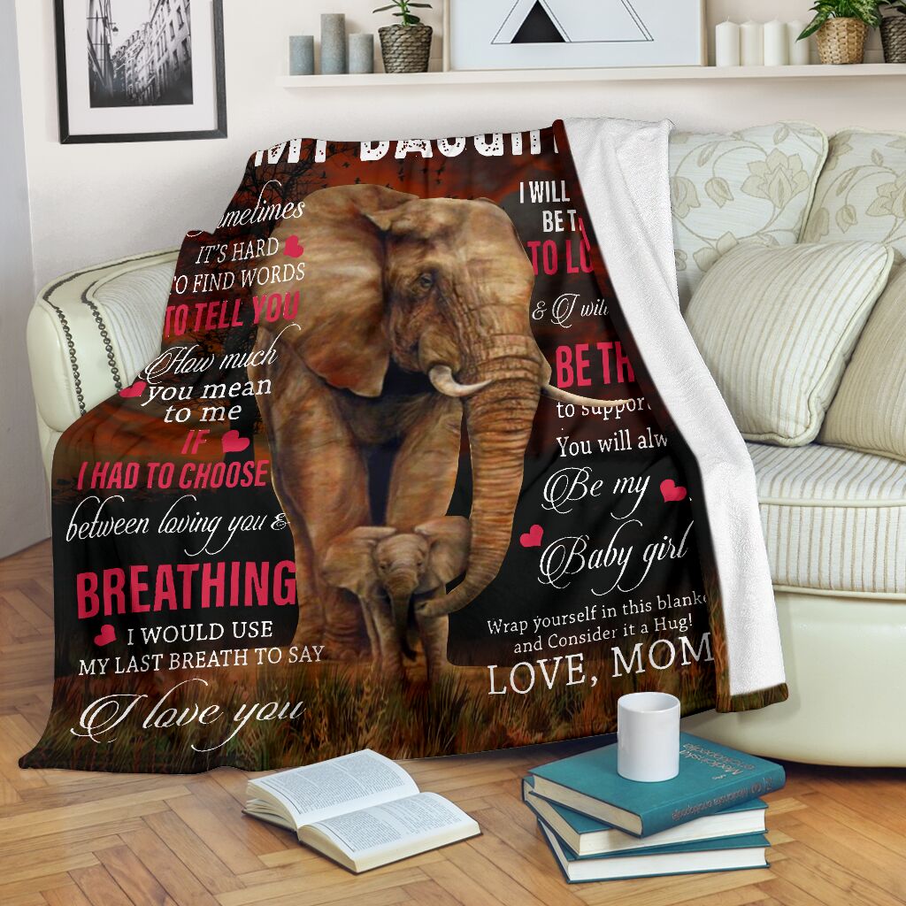 Elephant To My Daughter Breathing I Love You Flannel Blanket For Cozy Bedroom Sofa Decor
