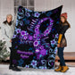 Flower Faith Hope Love Fibromyalgia Awareness Flannel Blanket For Cozy Bedroom Sofa Decor