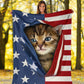 Cat Kitten Opened American Flag Flannel Blanket For Cozy Bedroom Sofa Decor