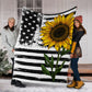 Sunflower American Flag Flannel Blanket For Cozy Bedroom Sofa Decor