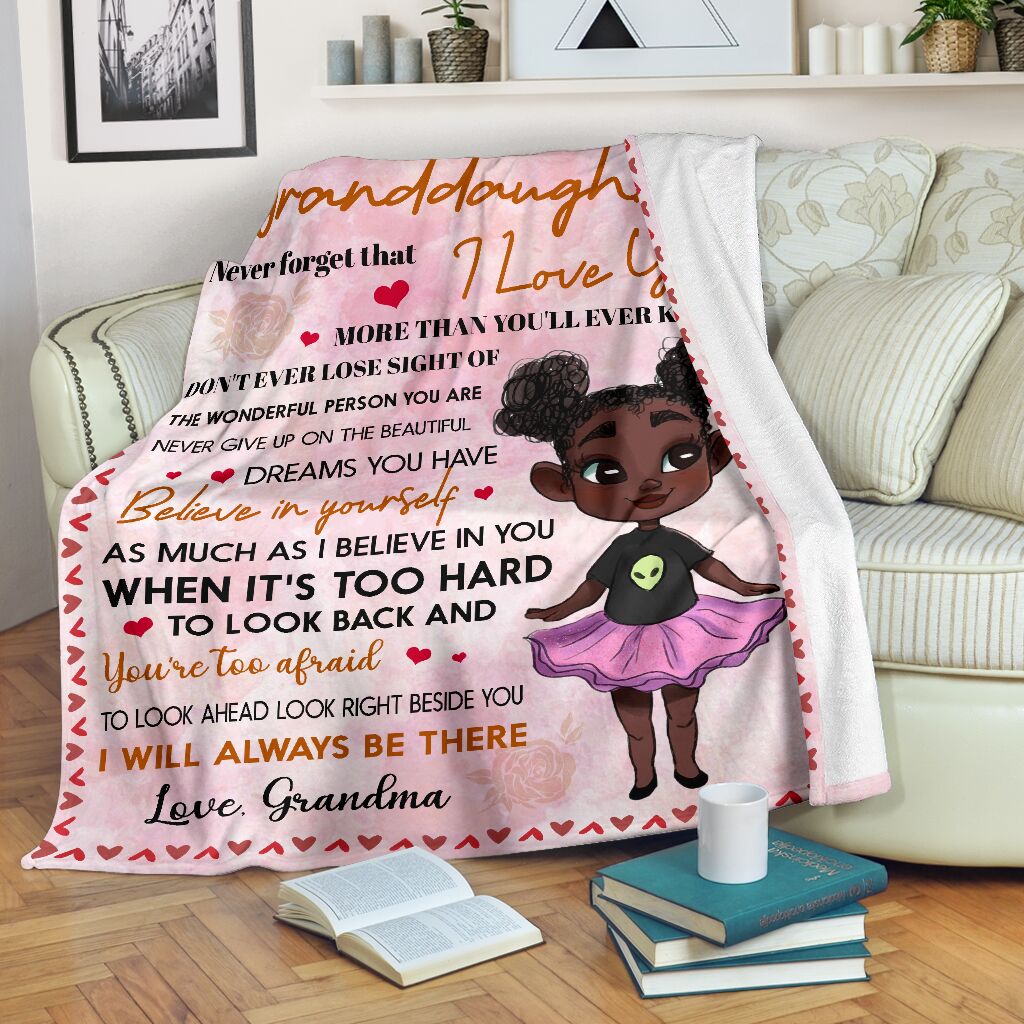 Black Girl To My Granddaughter African Flannel Blanket For Cozy Bedroom Sofa Decor