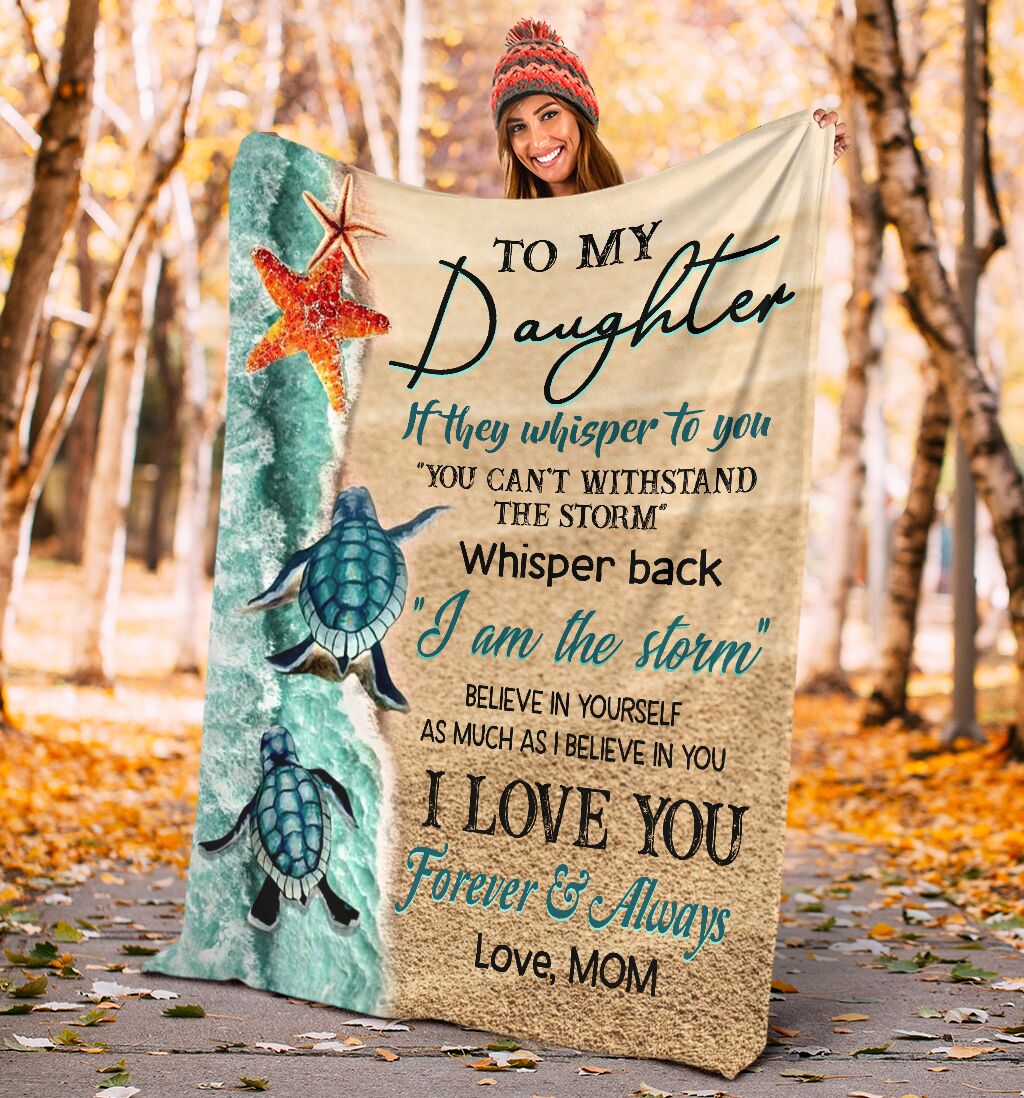 Turtle To My Daughter Flannel Blanket For Cozy Bedroom Sofa Decor
