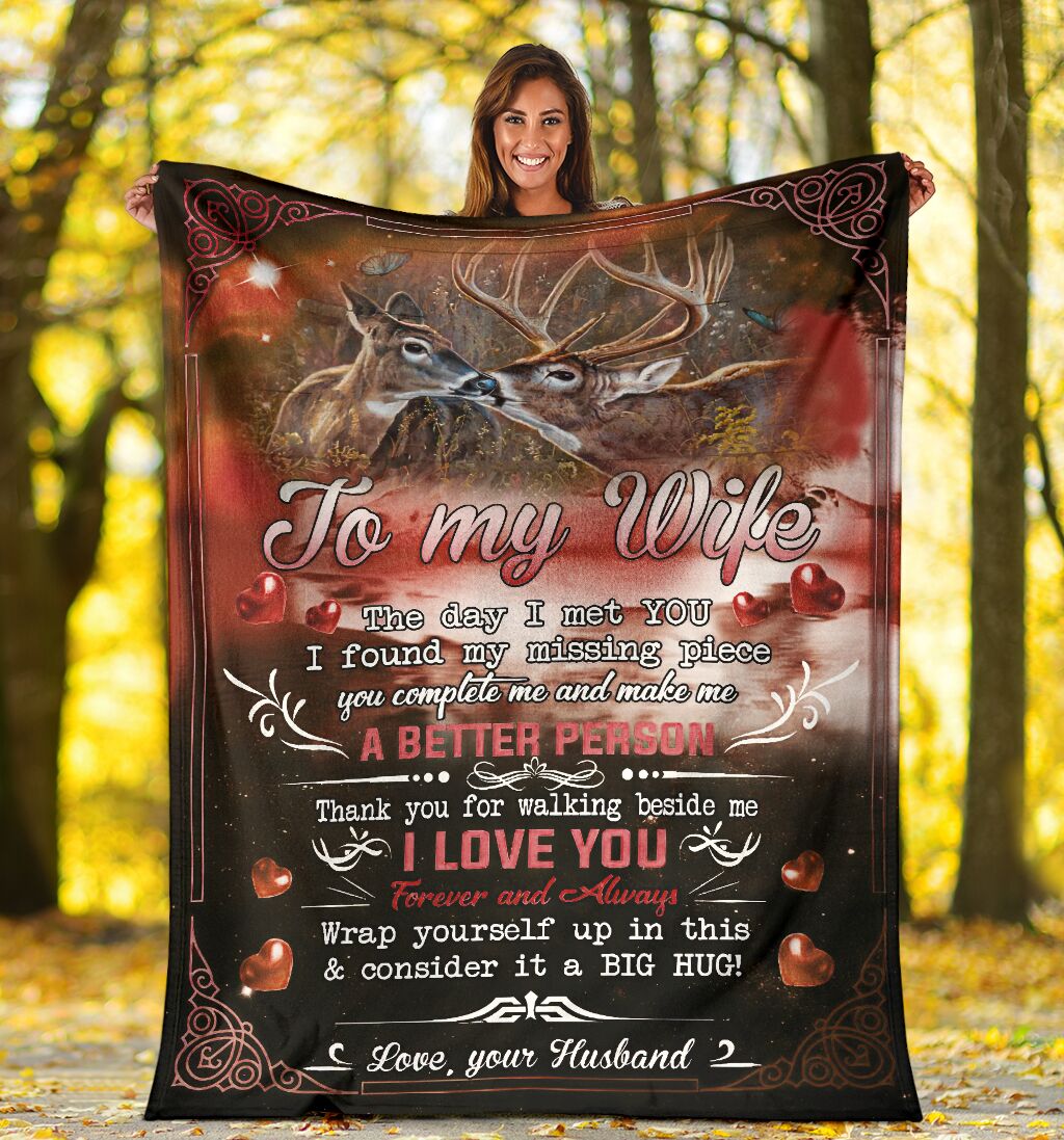 Hunting To My Wife Flannel Blanket For Cozy Bedroom Sofa Decor