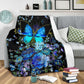 Butterfly With Blue Flowers Flannel Blanket For Cozy Bedroom Sofa Decor