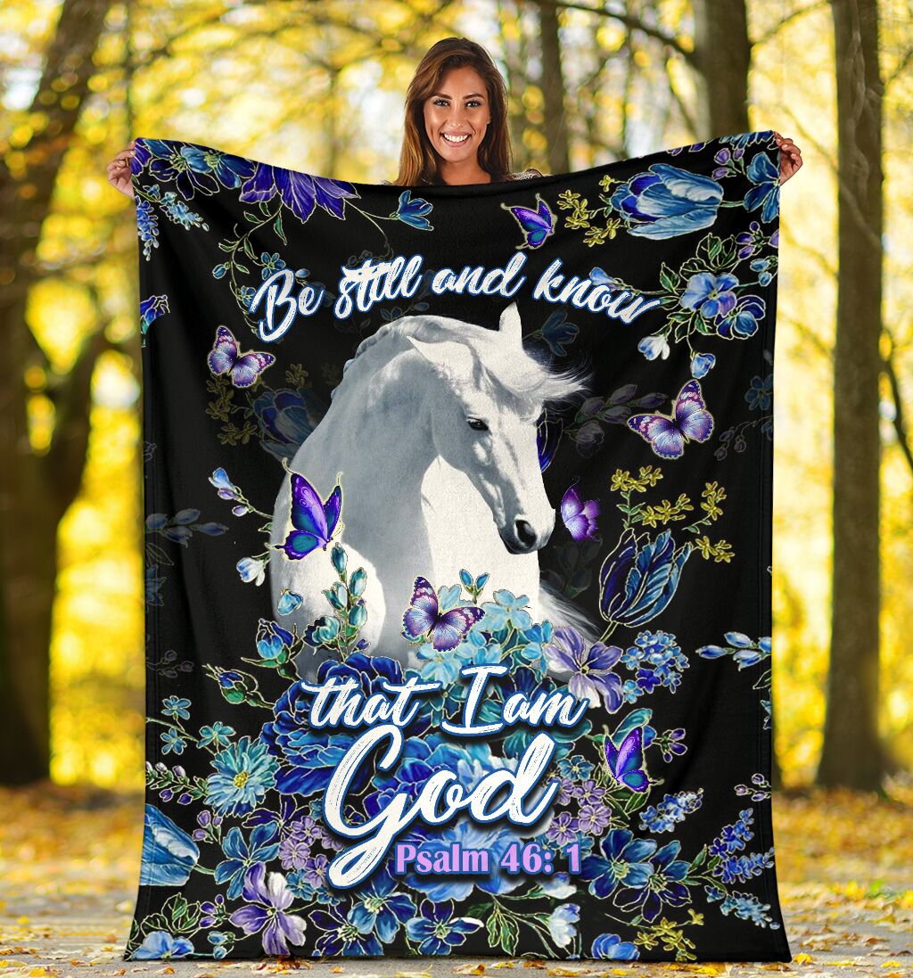 Horse Be Still And Knowing That I Am God Flannel Blanket For Cozy Bedroom Sofa Decor