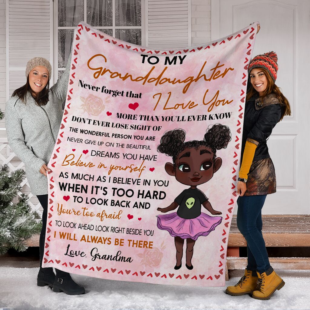 Black Girl To My Granddaughter African American Flannel Blanket For Cozy Bedroom Sofa Decor
