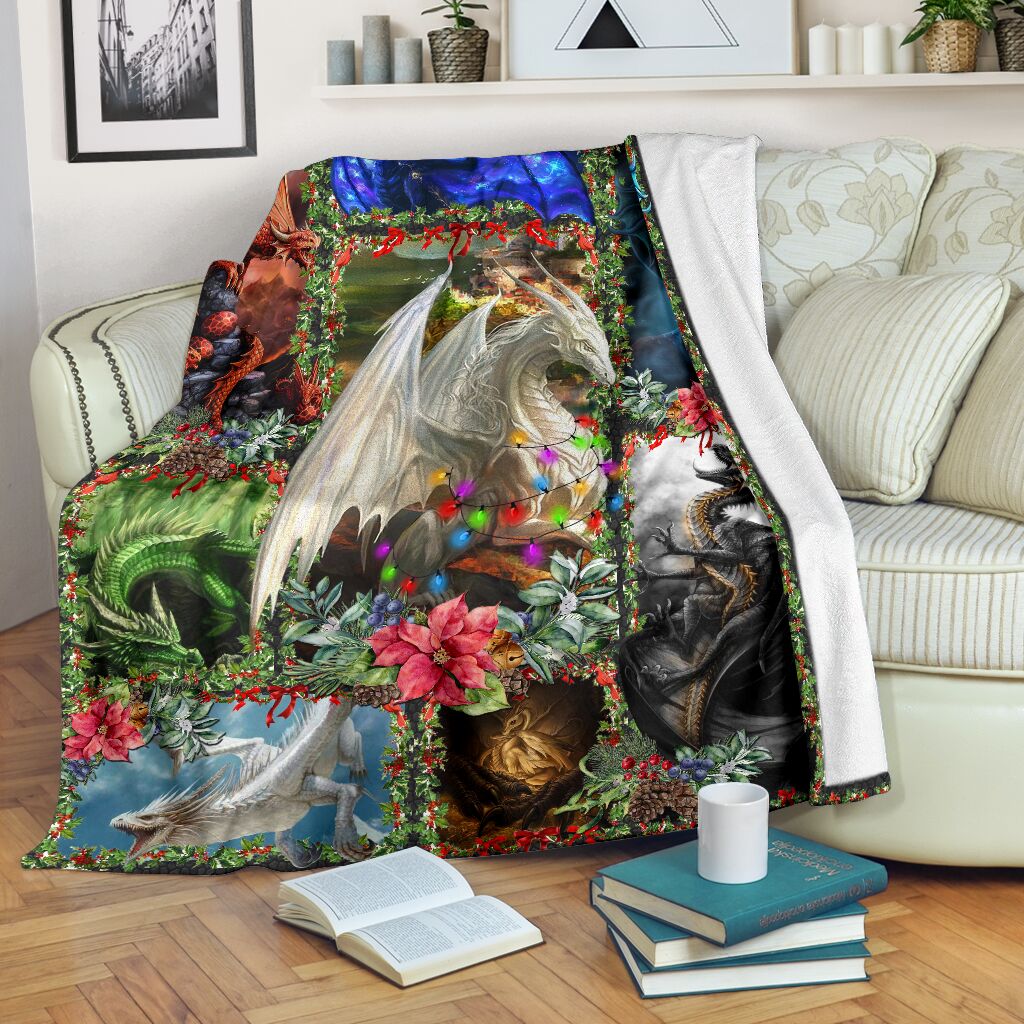 Dragon Christmas Love Flannel Blanket For Cozy Bedroom Sofa Decor