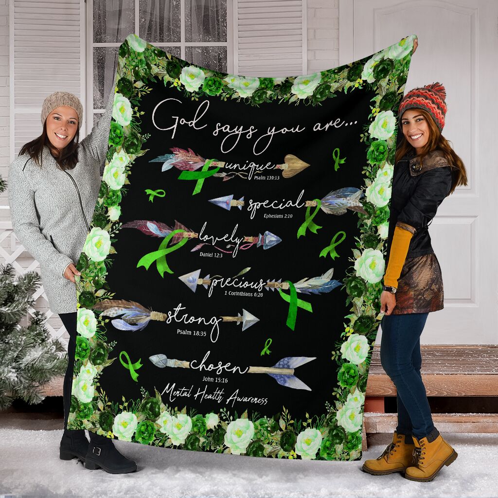 God Says You Are Mental Health Awareness Flannel Blanket For Cozy Bedroom Sofa Decor