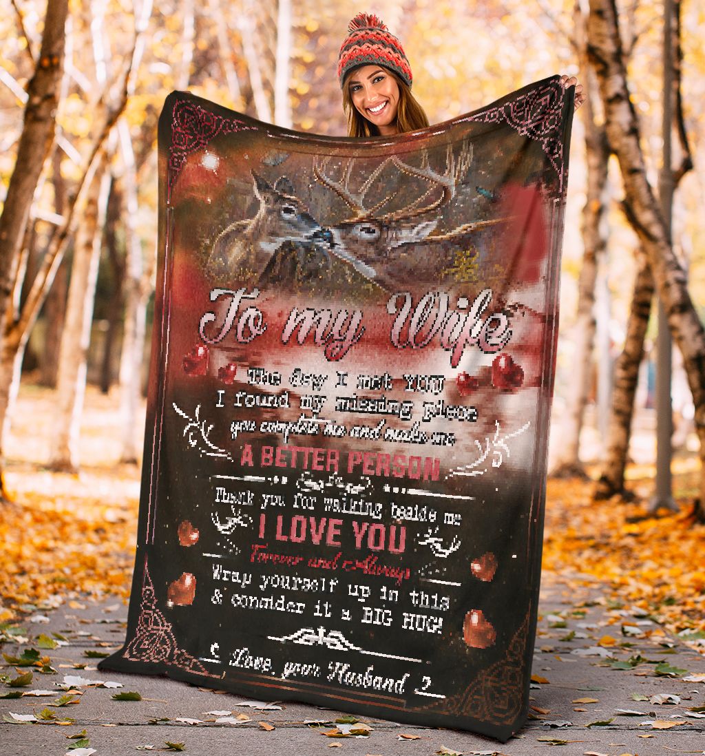 Hunting To My Wife Flannel Blanket For Cozy Bedroom Sofa Decor
