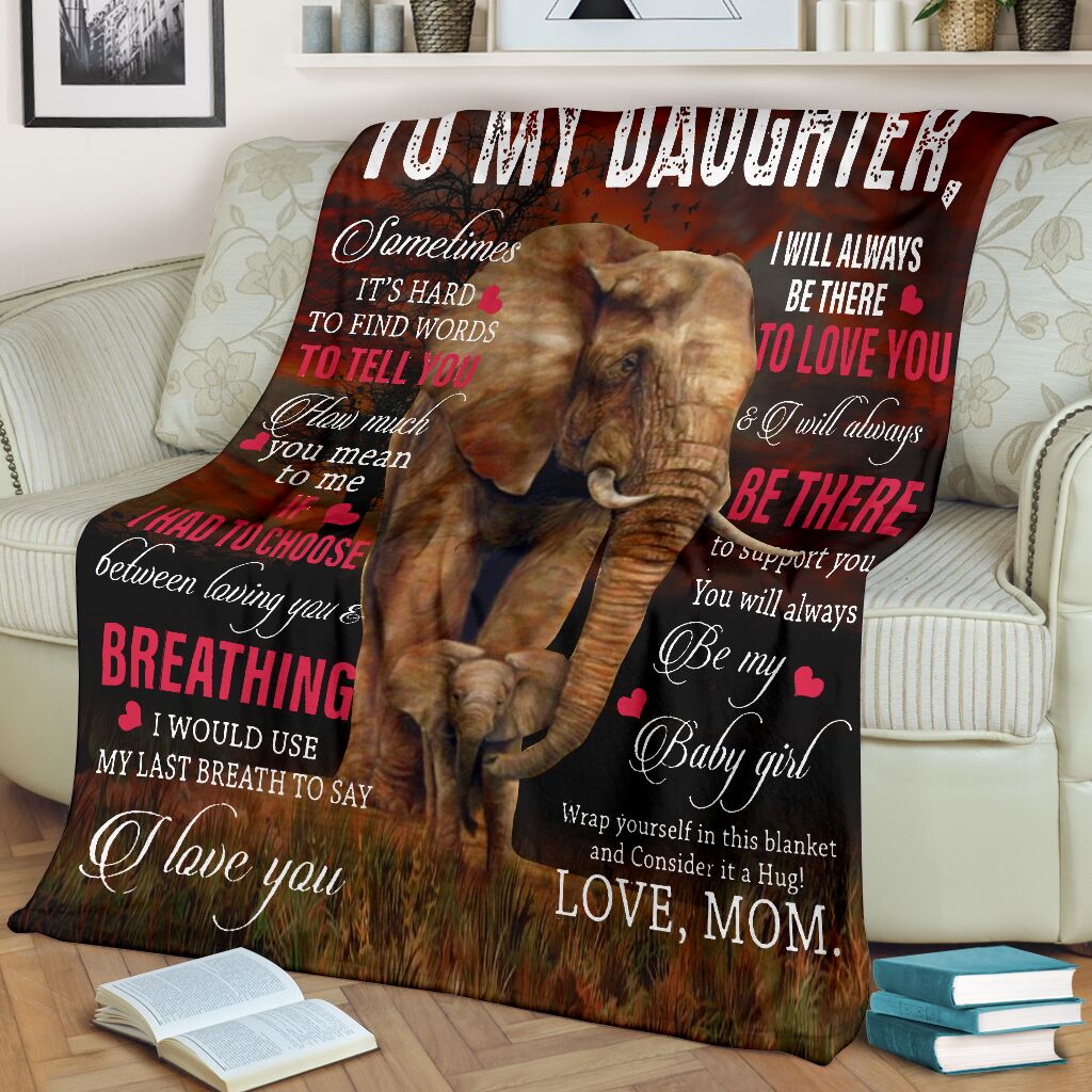 Elephant To My Daughter Breathing I Love You Flannel Blanket For Cozy Bedroom Sofa Decor