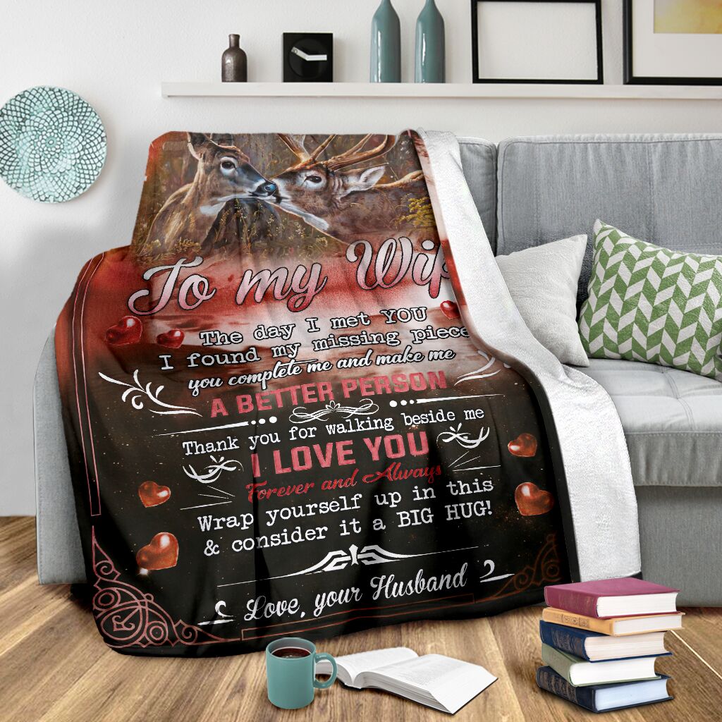 Hunting To My Wife Flannel Blanket For Cozy Bedroom Sofa Decor
