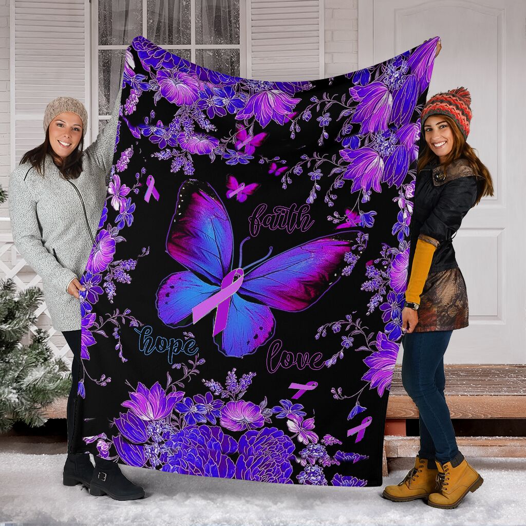 Breast Cancer Awareness Butterfly Flannel Blanket For Cozy Bedroom Sofa Decor