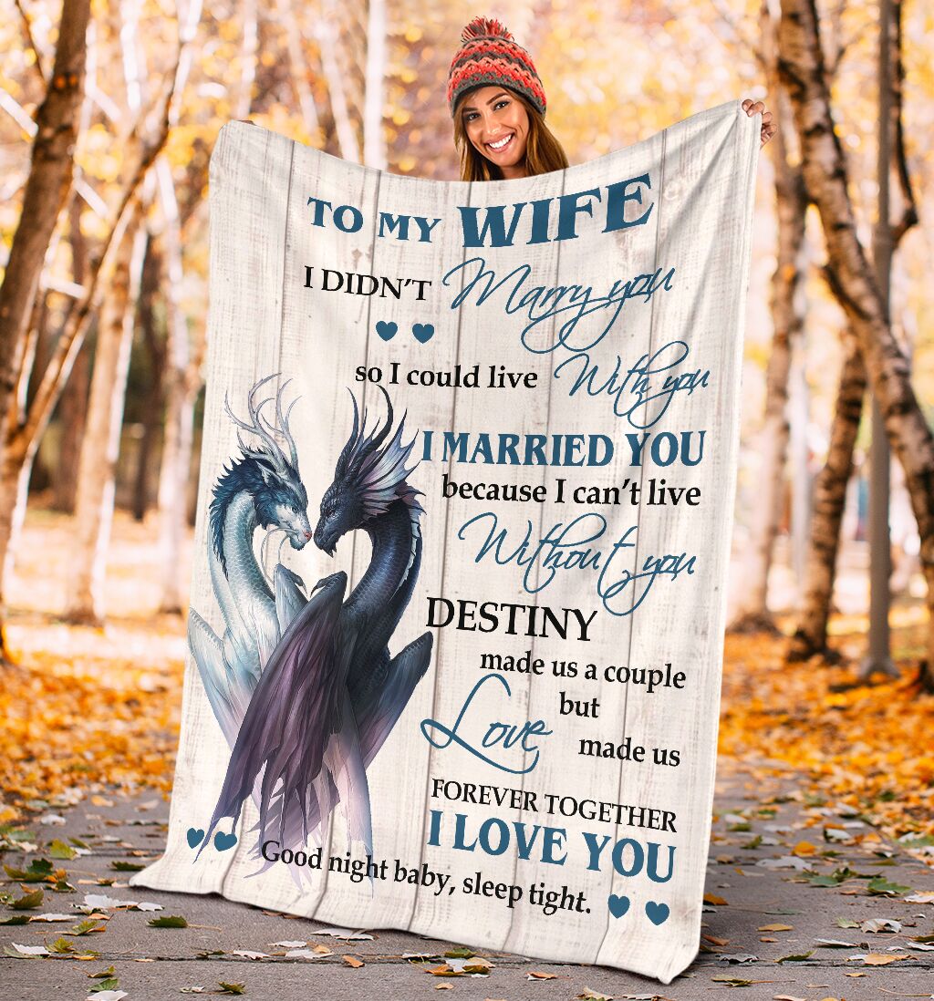 Dragon To My Gorgeous Wife Flannel Blanket For Cozy Bedroom Sofa Decor