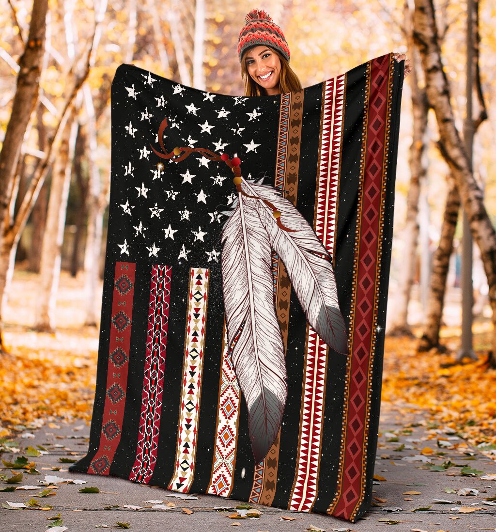 Native American Flag Native American Flannel Blanket For Cozy Bedroom Sofa Decor