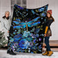 Dragonfly Blue Floral Flannel Blanket For Cozy Bedroom Sofa Decor