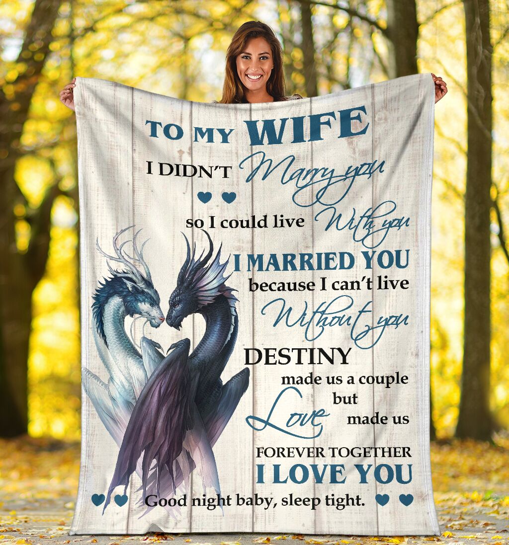Dragon To My Gorgeous Wife Flannel Blanket For Cozy Bedroom Sofa Decor