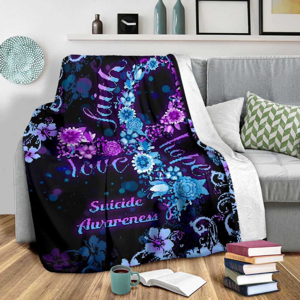 Mental Health Awareness Floral Flannel Blanket For Cozy Bedroom Sofa Decor