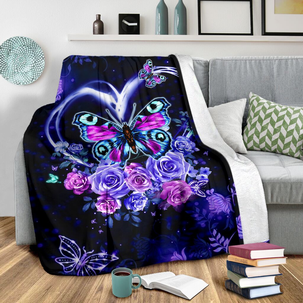 Butterfly Love Romantic Flannel Blanket For Cozy Bedroom Sofa Decor