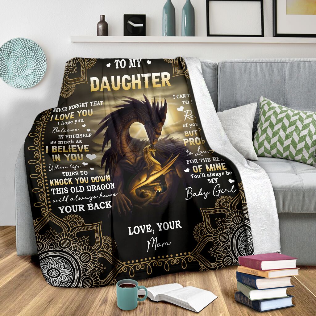 Dragon To My Daughter I Believe In You I Love You Flannel Blanket For Cozy Bedroom Sofa Decor