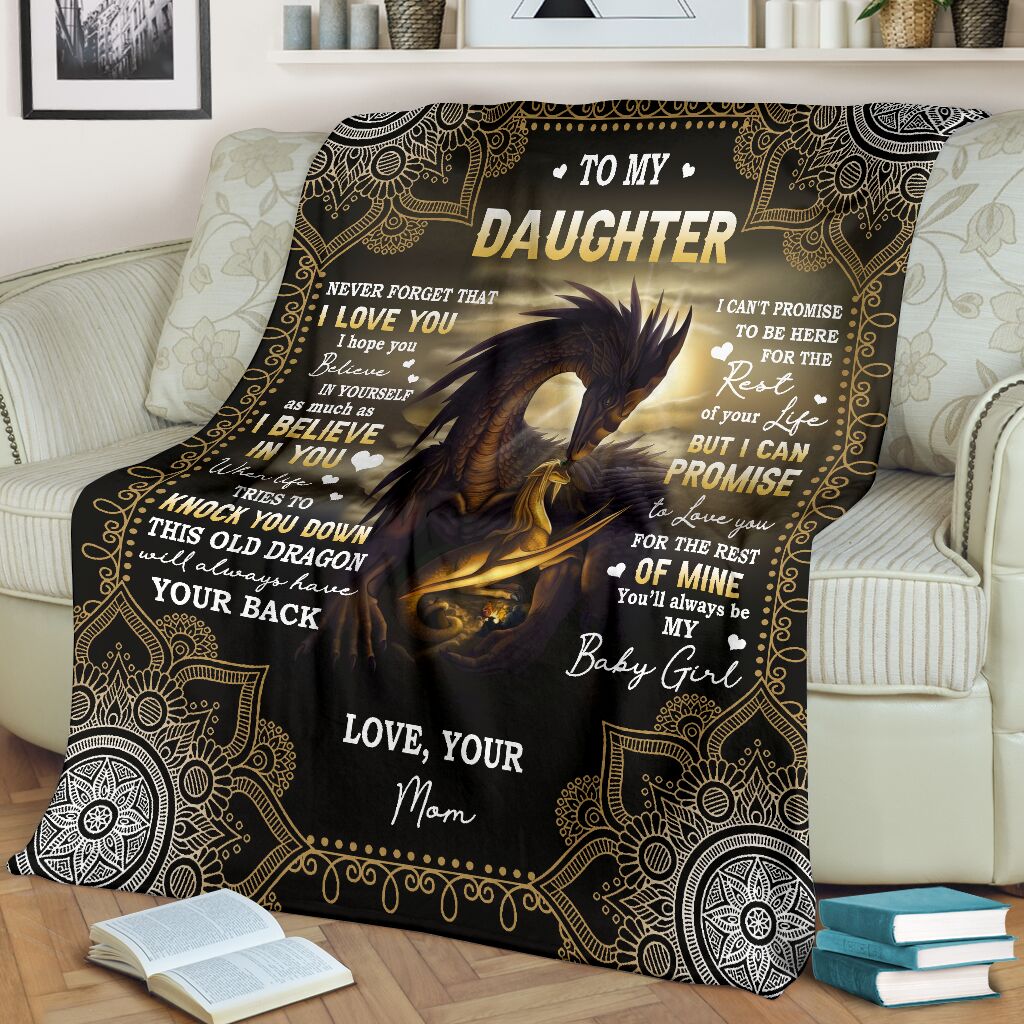 Dragon To My Daughter I Believe In You I Love You Flannel Blanket For Cozy Bedroom Sofa Decor