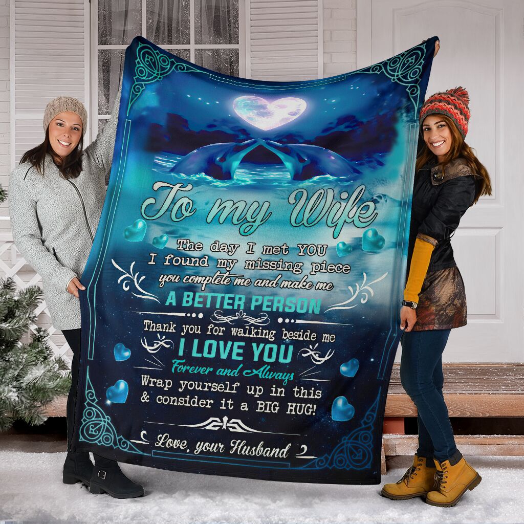 Dolphin To My Wife Dolphin In The Ocean Flannel Blanket For Cozy Bedroom Sofa Decor