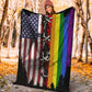 LGBT Rainbow American Flag Flannel Blanket For Cozy Bedroom Sofa Decor